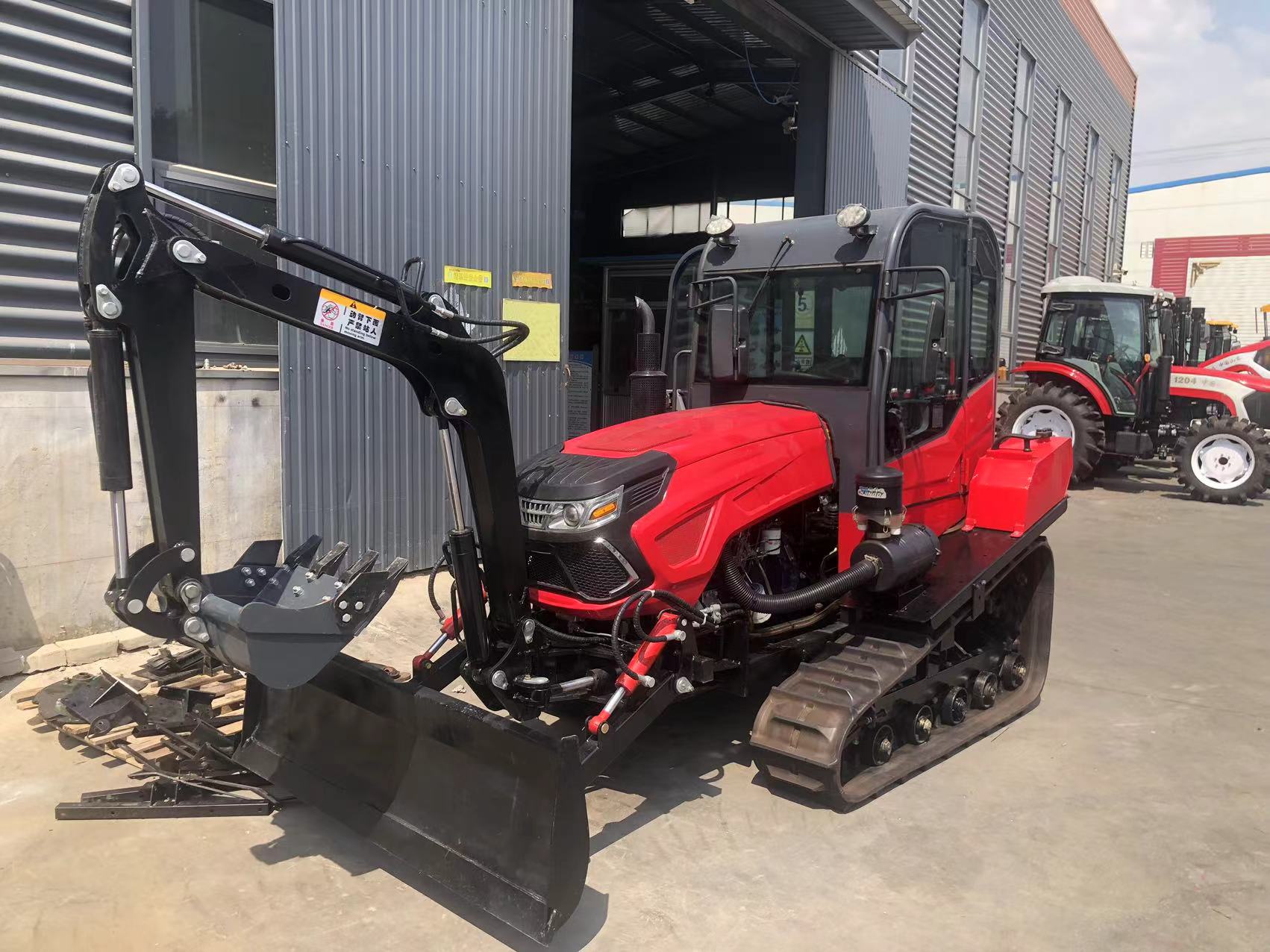 Crawler type rotary tiller with cab