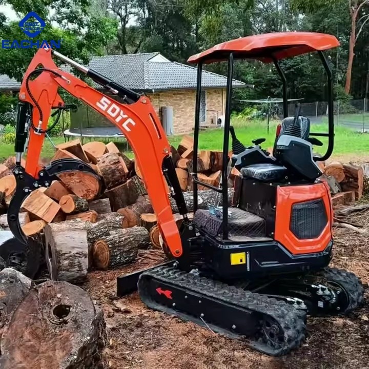 The customer uses this mini excavator for wood business