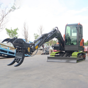 Excavator with log grab