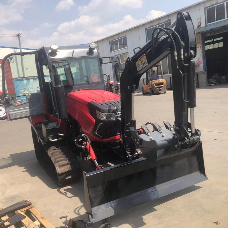 Crawler type rotary tiller with cab