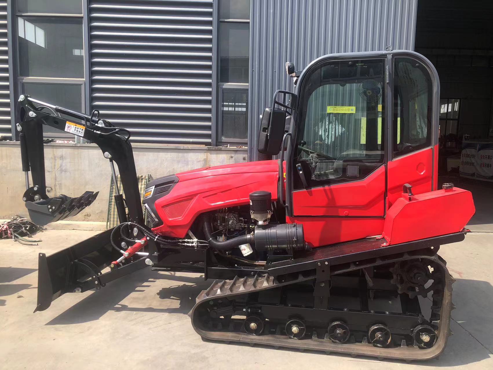 Crawler type rotary tiller with cab